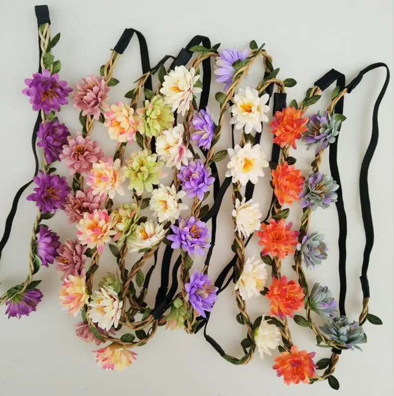 

25 шт. Цветочная корона, цветочный венок, повязка на голову, Рождественская гирлянда, повязки на голову для женщин и девочек, богемный стиль, головные уборы