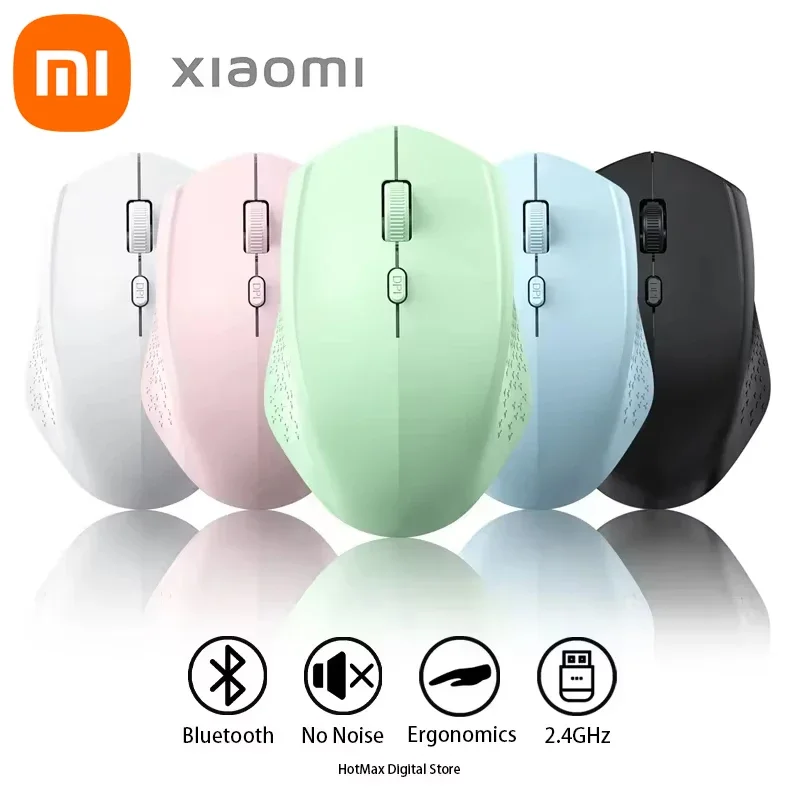 Wireless Mouse Ergonomic Mouse Wireless Optical Mouse Xiaomi Wireless Mute Mouse Bluetooth 1600 Dpi 2.4Ghz Ergonomics Dual Model Type-C Rechargeable Mini Mouses For Pc Android Ios