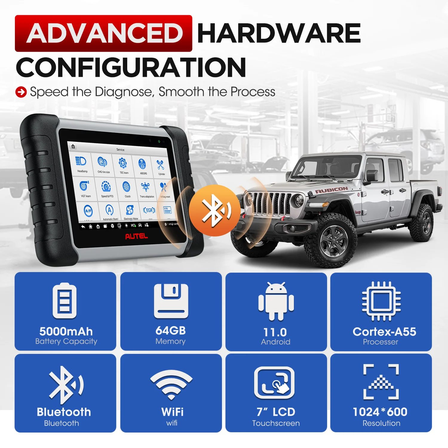 Autel MK808BT PRO 진단 도구 OE 레벨 모든 시스템 진단, 36+ 서비스를 갖춘 전체 양방향 제어 스캐너