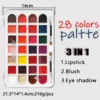 28 Colors All-In-One Lip Gloss Lipstick Waterproof Sweatproof Blush Eyeshadow Longlasting Professional Lipsticks Palette Makeups 3