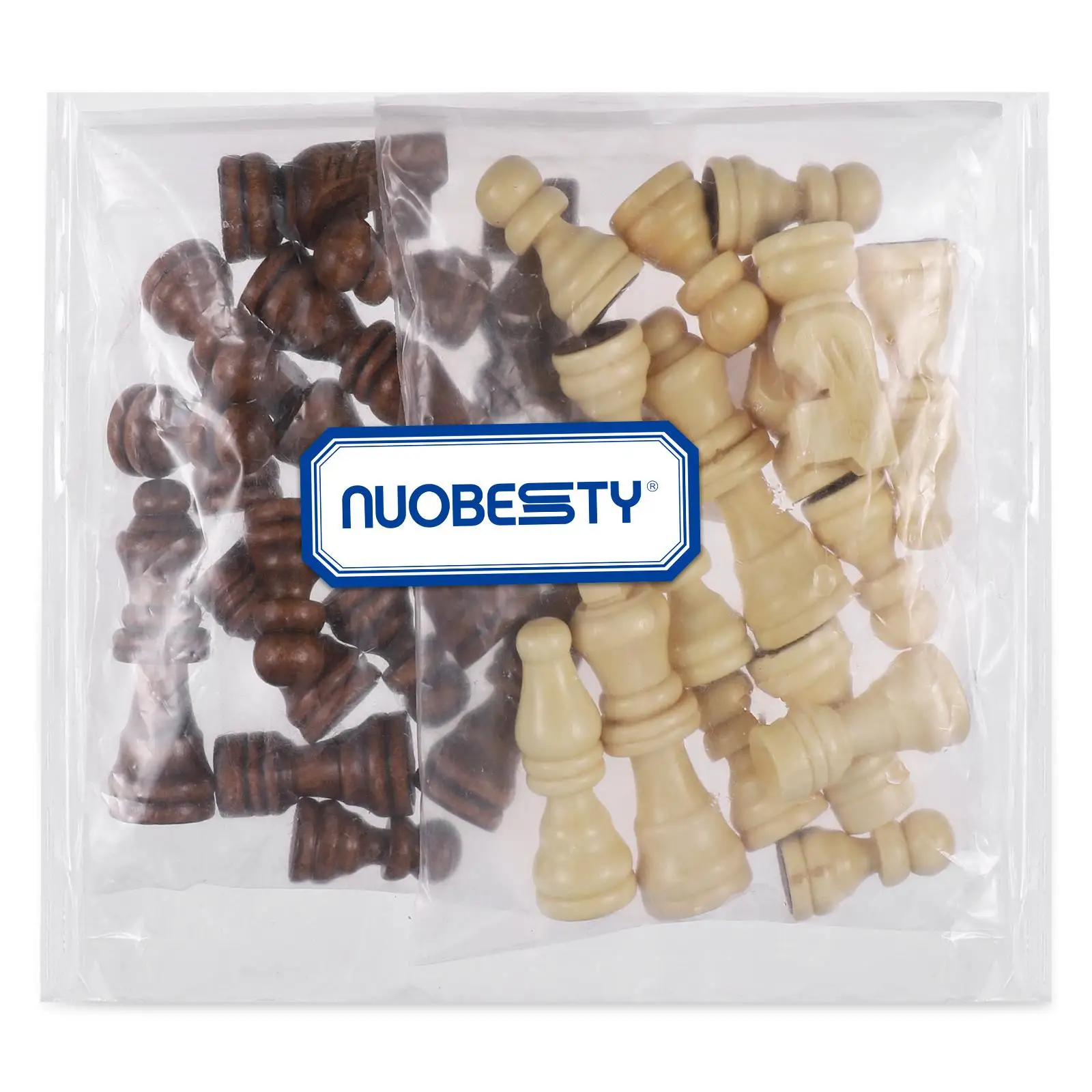 NUOBESTY 32pcs International Chess Pieces Wooden Chess Pieces Board Replacement Accessories