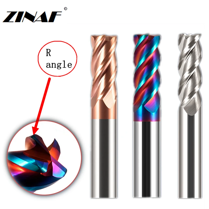 Carbide End Mill Cutter Tools 2 Flutes Milling Cutter Hrc50 R Angle