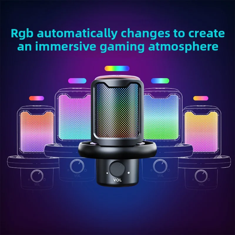 관절형 암이 있는 RGB 녹음 마이크/게임, 팟캐스팅, 스트리밍, 유튜브용 USB 콘덴서 마이크