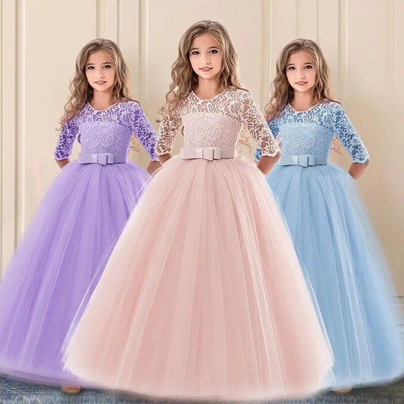 Girls Maxi Dress Vintage Flower Girl Princess Dress for Weddings Summer School Evening Party New Year,Princess Costume,Kids Clothes