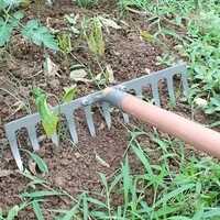 Agricultural Rake Farm Tool Gardening Rake Heavy Duty Bow Rake for Lawns Loosening Soil Garden Harrow Iron Rake Weeding Grass 2