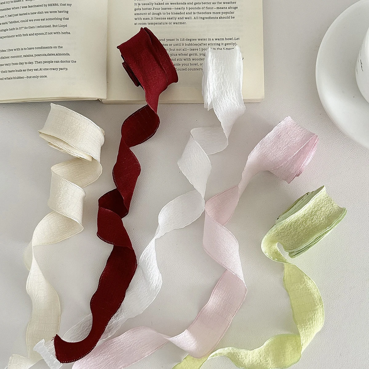 Fishtail Yarn Ribbons Wave Edge Pleated Chiffon Ribbon Gifts Packaging Material Wedding Birthday Party Flower DIY decor 1pc