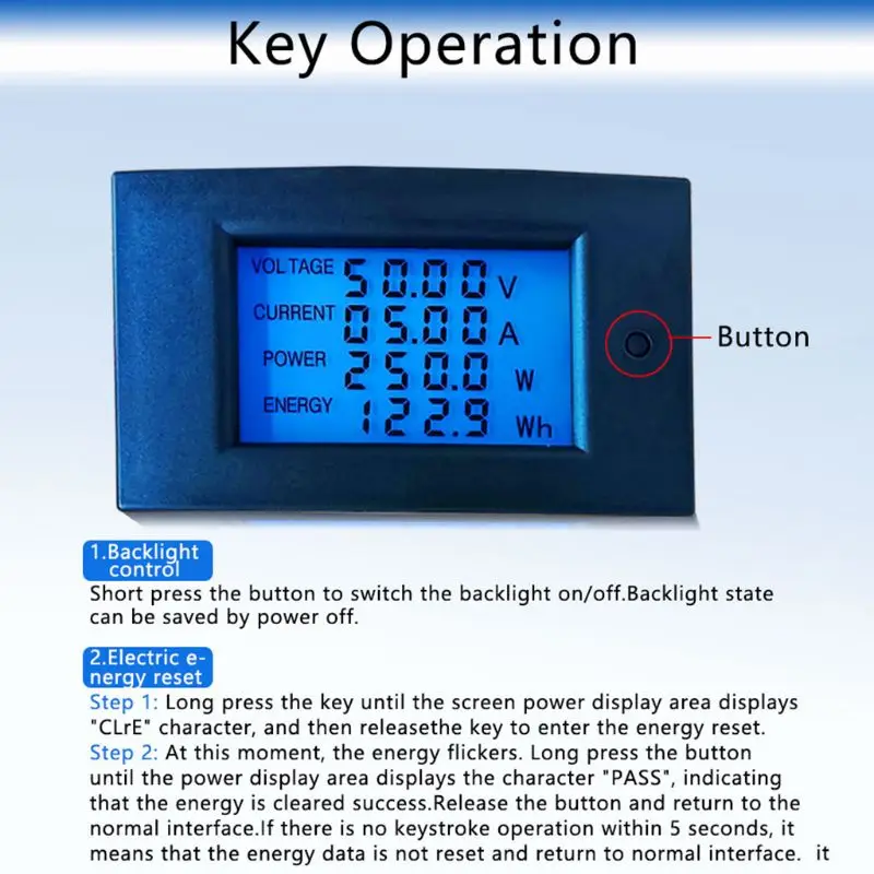 LCD Display Digital Current Voltage Solar Power Meter Multimeter Ammeter Voltmeter  Wattmeter Electrical Panel Drop Shipping