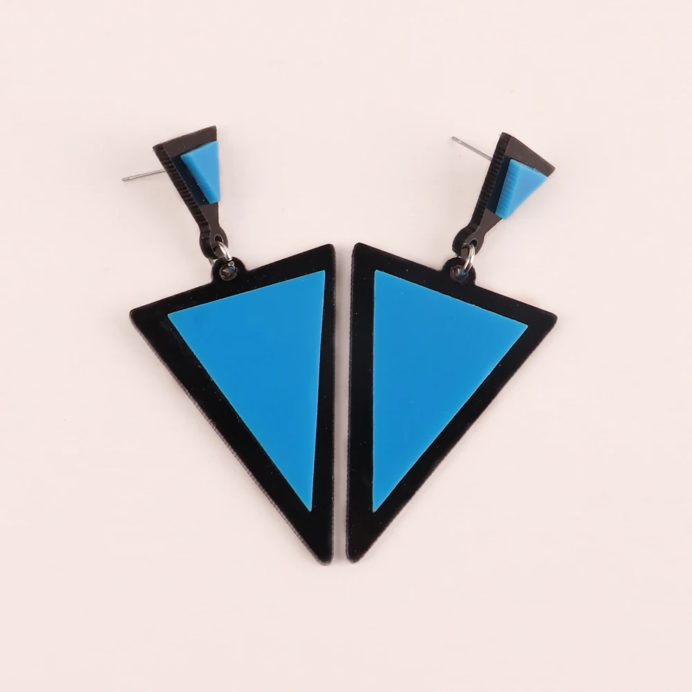 3 Paia Orecchini Fluorescenti In Acrilico - Forme Triangolo E Quadrato, Colori Neon - Accessori Vintage Per Feste E Uso Quotidiano (4x4 Cm)