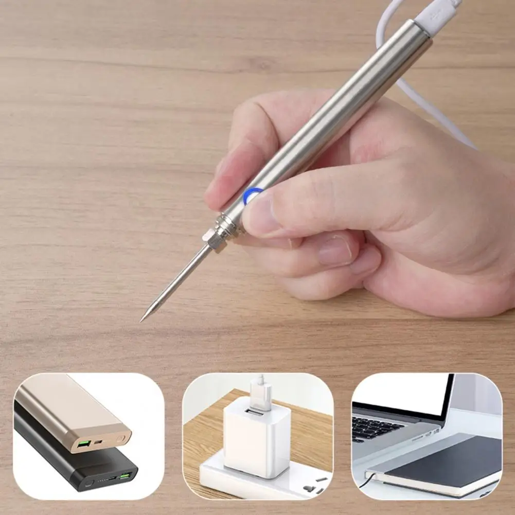 1 Set Convenient Mini Soldering Iron Safe to Use Soldering Tin Pen USB Charging Mini Soldering Welding Pen  Repair