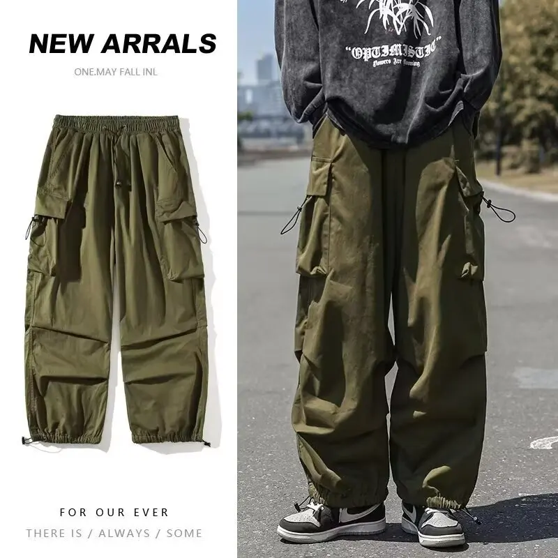 Y2k Harem Men's Cargo Pants Korean Style Joggers Harajuku Trousers for Men Harajuku Oversized Cargo Parachute Pants y2k man fash