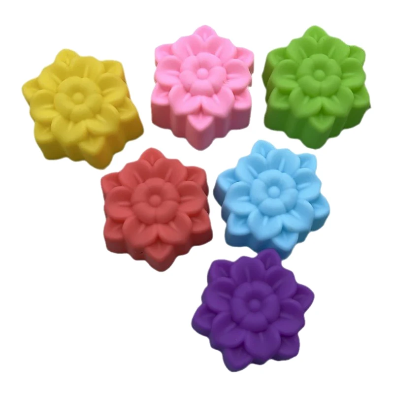 5Pcs 5cm Various Flower Designs Silicone Mold Chocolate Pudding Ice Mould Cupcake Cake Tools DIY Mini Soap Candle Molds