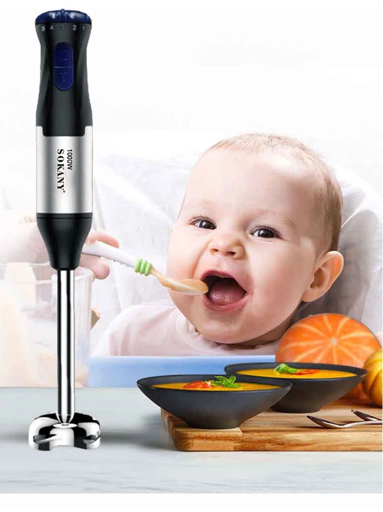 Hand Blender 1000W 4-In-1 Stainless Steel Kitchen Immersion Blender Smoothie Blender