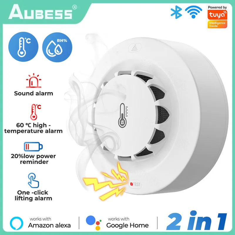 2023 Tuya Smart Wifi Smoke Alarm Température Du Feu Et Thermohygromètre