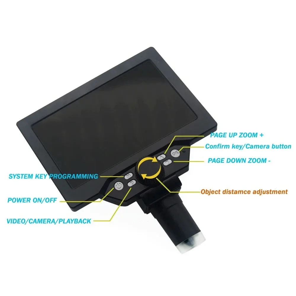 G1200 7-Inch Digital Microscope 1200x Continuous Zoom HD 12MP Industry Microscope Adjustable Stand Built-in Battery Magnifier 4