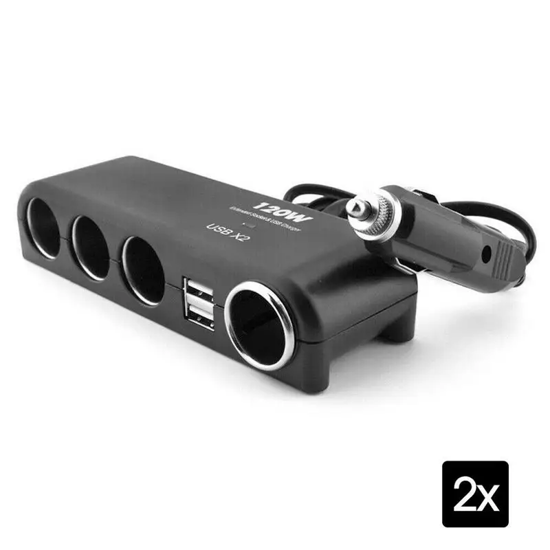 

Автомобильное зарядное устройство с двумя USB-портами и прикуривателем