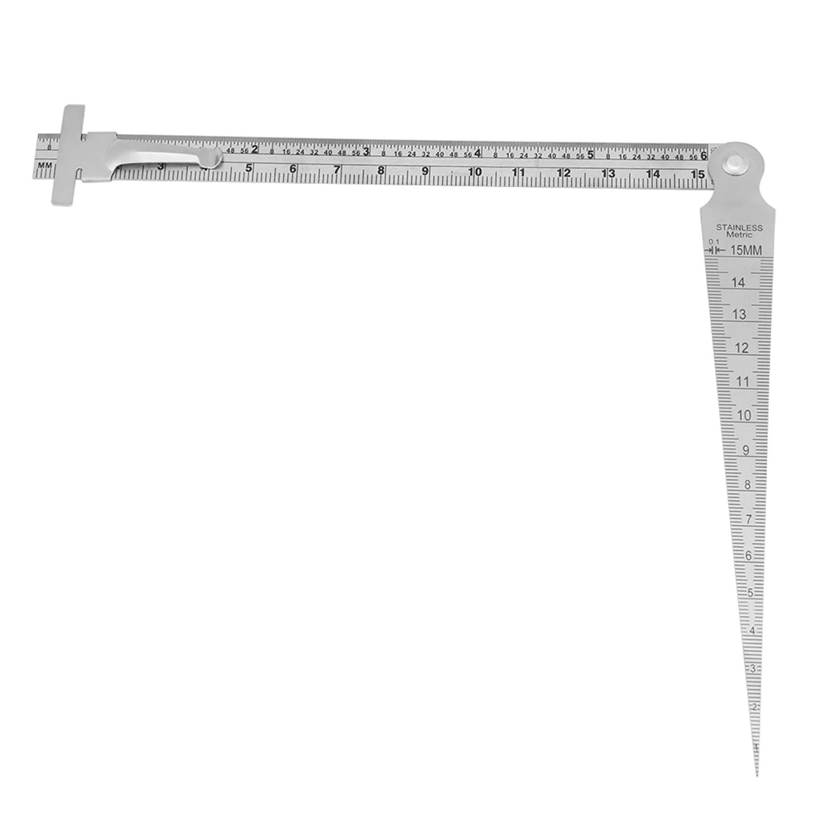 Feeler Gauge 0-15mm Stainless Steel Welding Taper Gap Gauge Depth Ruler Hole Size Gage Inspection Tool