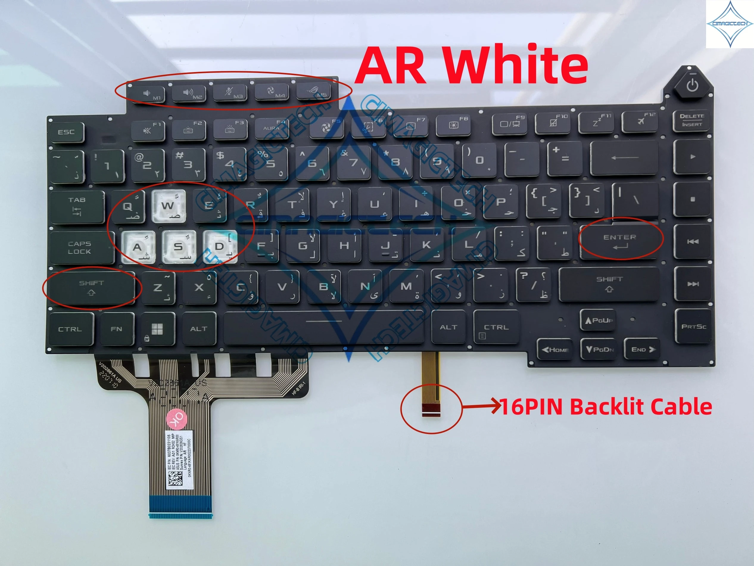 Clavier AZERTY Français Neuf Asus ROG Strix Hero II G515G G515GV G515GW - D'origine