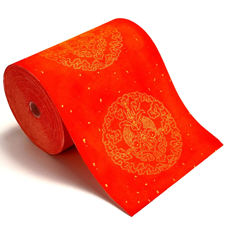 Red Xuan Paper Rolling Chinese Spring Festival Couplets Half Ripe Xuan Paper Brush Pen Calligraphy Golden Shiny Spot Works Paper chinese new year xuan paper scroll chinese spring festival couplets red batik half ripe rice paper calligraphy brush works paper