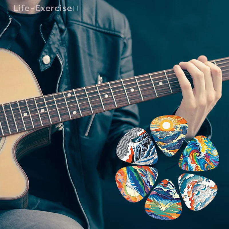 10Pcs/set Guitar Picks Premium ABS Material Dual-Sided Printing Shrapnel For Bass Ukulele Musical Instrument Accessories