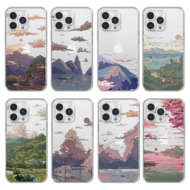 Vintage Oil Painting Scenery Clear Phone Case For iPhone 14 Pro Max 11 12  13 Pro Max XR XS Max 7 8 Plus X Shockproof Soft Bumper - AliExpress