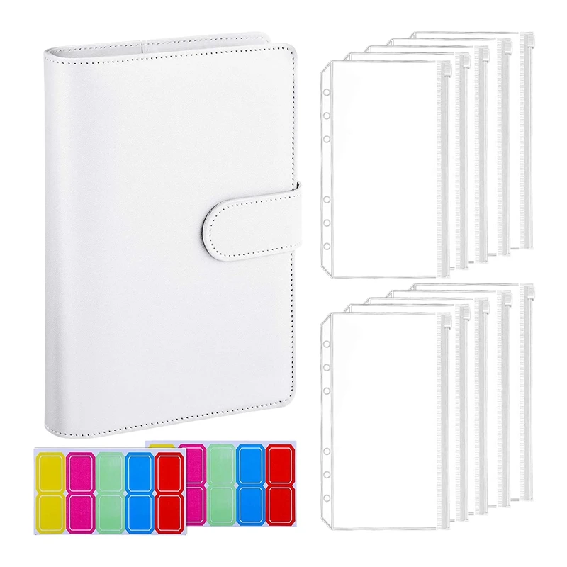 13Pcs A6 PU 가죽 노트북 예산 바인더 세트, 10 바인더 포켓, 6 링 예산 바인더 커버, 카드 스토리지