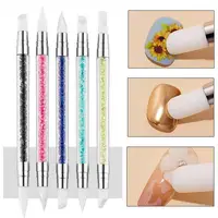 Double Head Nail Art Silicone Sculpture Pen 3D Carving Emboss Glitter Powder Manicure Shaping Silicone Brushes Nail Art Tool 1
