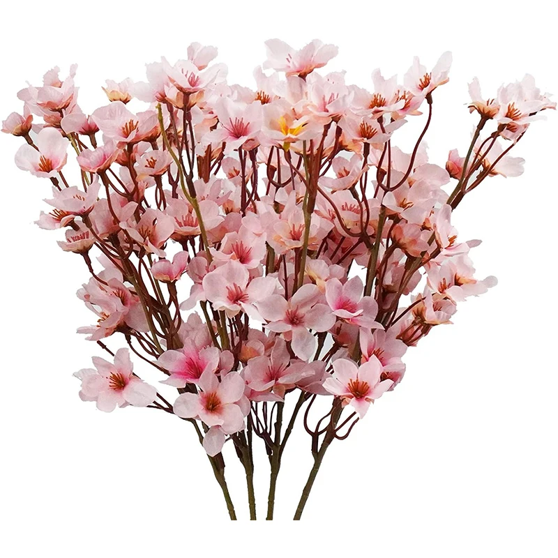 Artificial Cherry Blossom Flower Silk Peach Flowers Fake Plants Arrangement 40cm For DIY Garden Home Wedding Party Decor