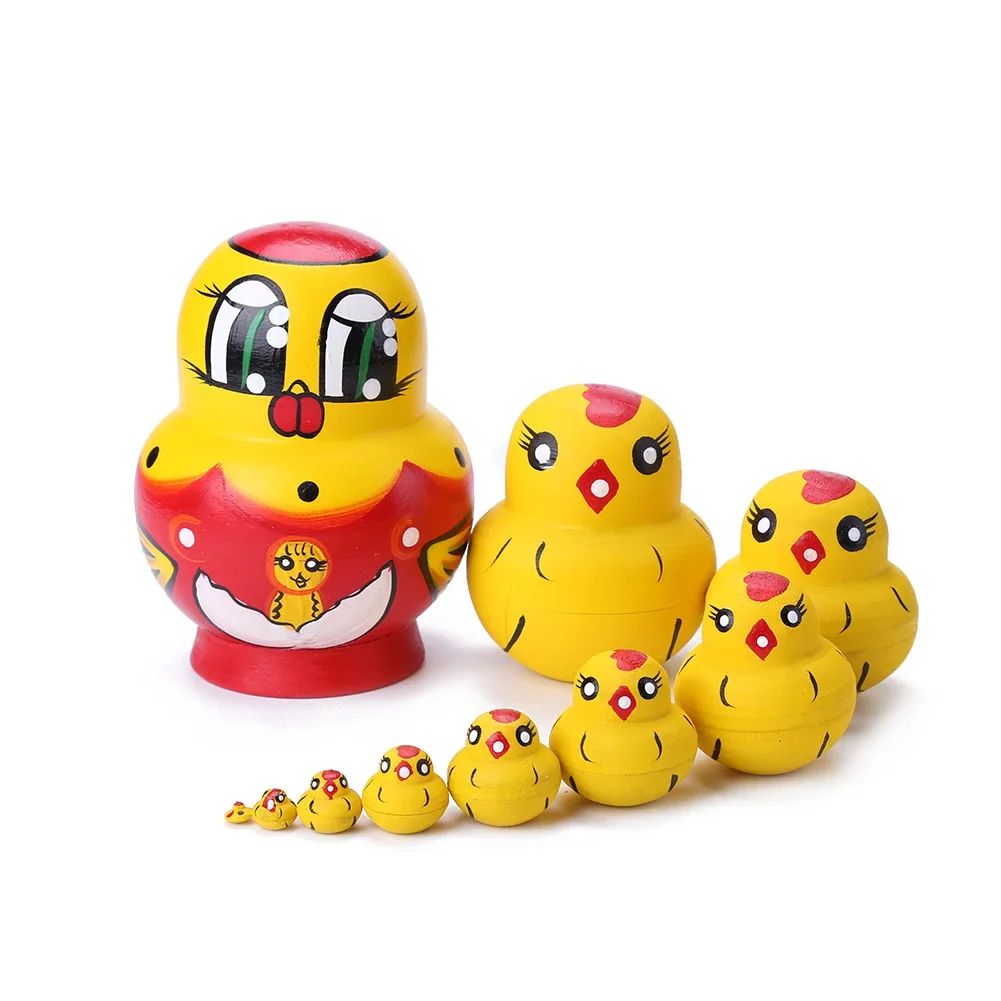 1 Set Wood Russian Nesting Dolls Matryoshka Dolls Babushka Hand Paint Bear Poupee Russe for Kids Gifts Crafted Doll Home Decor