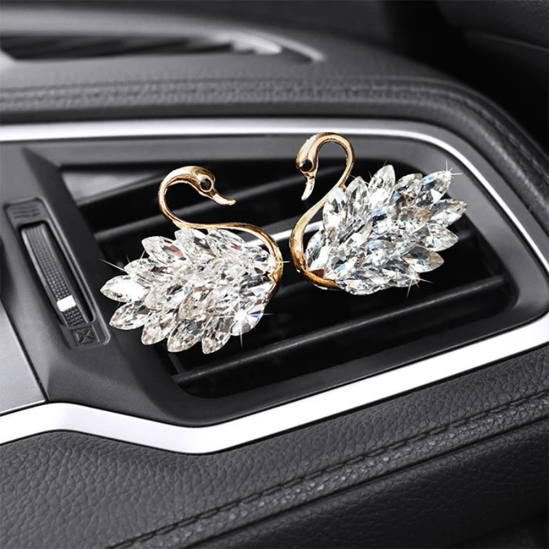 Luxury Diamond Swan Car Accessories For Girls Couples Swan Car Air