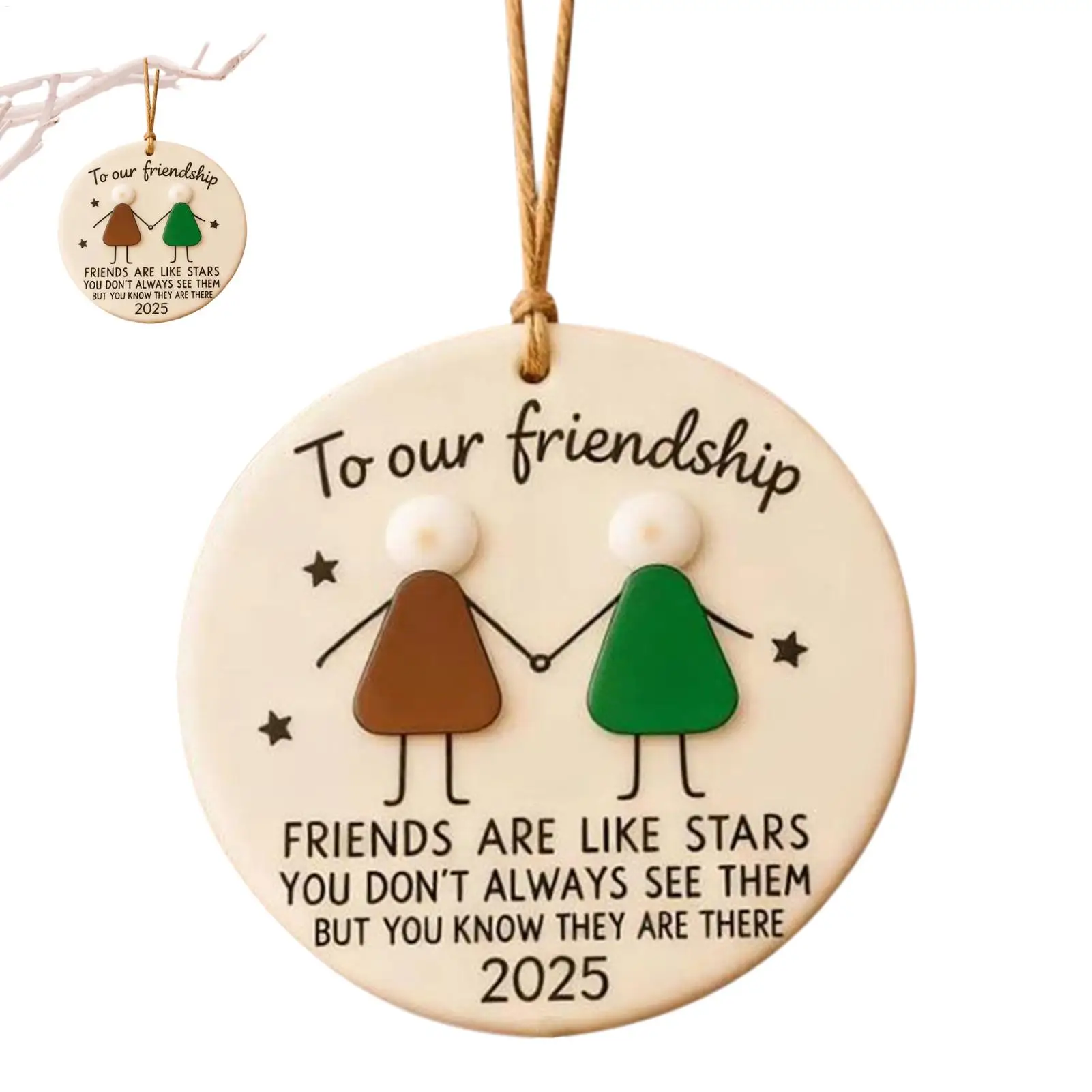 Friendship Christmas Ornaments 2D Acrylic Holiday Decor Hangable Christmas Tree Decoration for Home Decor Kids Gifts