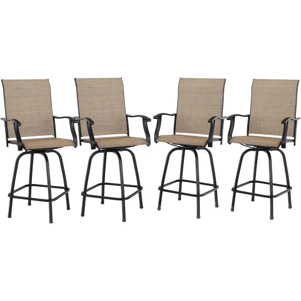 

Outdoor Patio Swivel Bar Stools with Back, Bar Height Patio Chairs for Outside, Set of 4