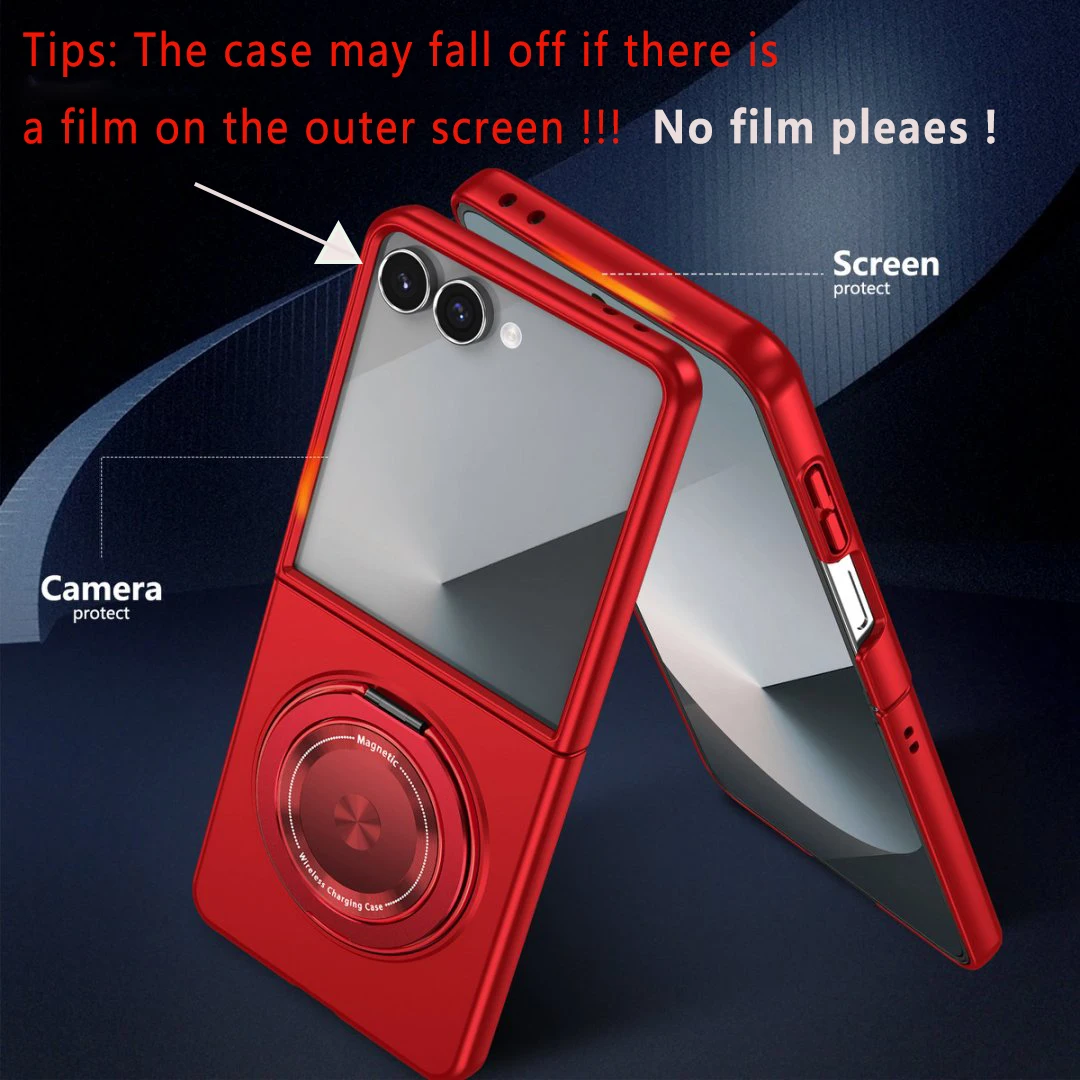 Magnetic Wireless Charging Hard Phone Case with Rotatable O Holder - Anti-Shock and Ultra Slim Design
