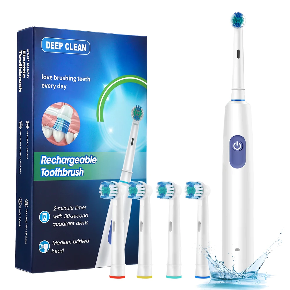 Rechargeable Electric Toothbrush with Soft Brush Heads for Adults