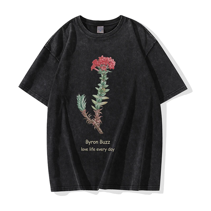 

Byron Buzz Men T Shirt Top Harajuku Summer Short Sleeve T-shirt Female Retro Korean Style Black Punk Gothic Anime Print Clothes