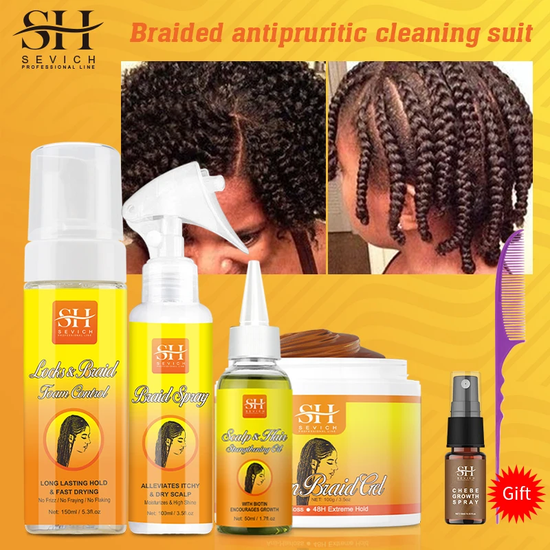 Hot African Curly Hair Braid Gel Anti Itch Cleaning Set for Braided