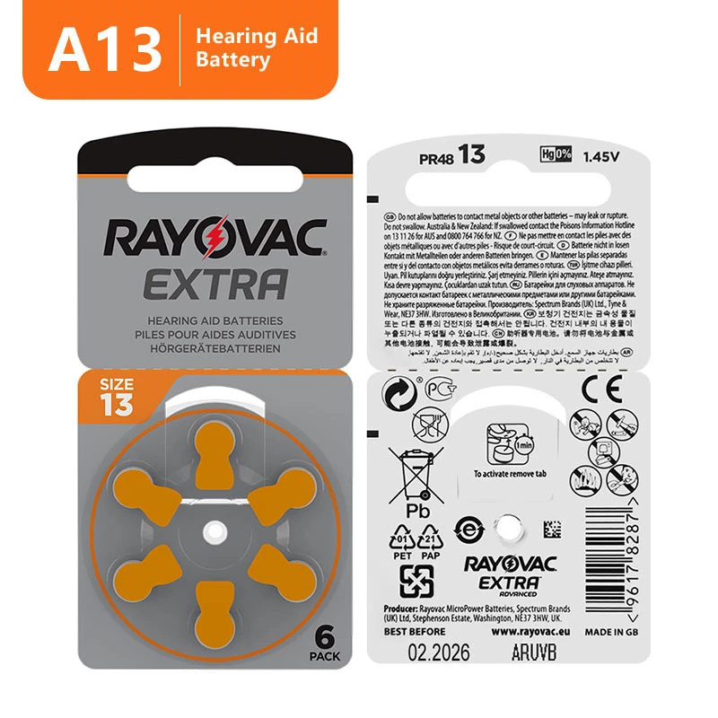 60 PCS Hearing Aid Batteries For BTE Hearing aids hearing aid batteries