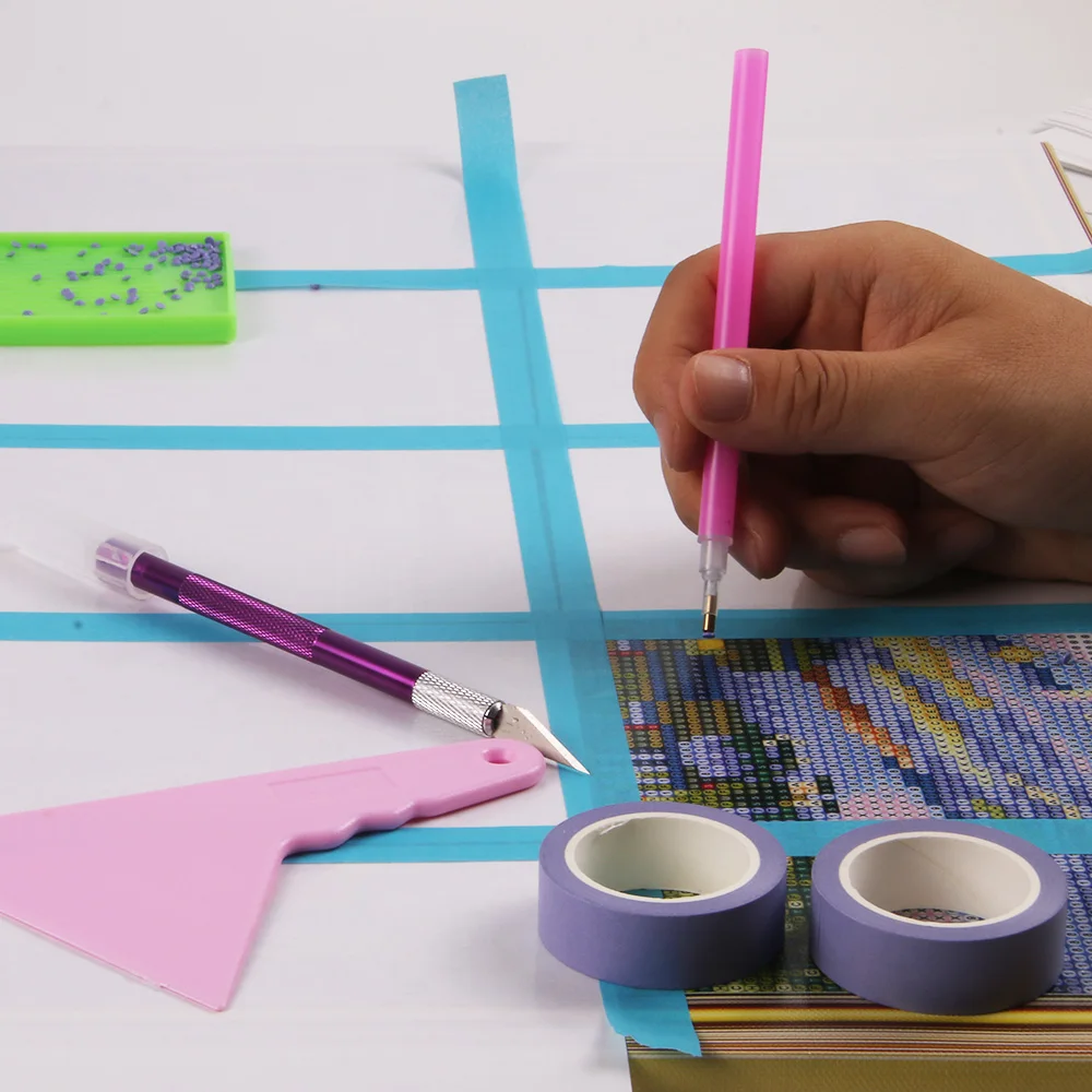 New 50pcs 5D DIY Diamond Painting Tool Release Paper Double-Sided Non-Stick Cover Replacement With Paper Cutter And Tape