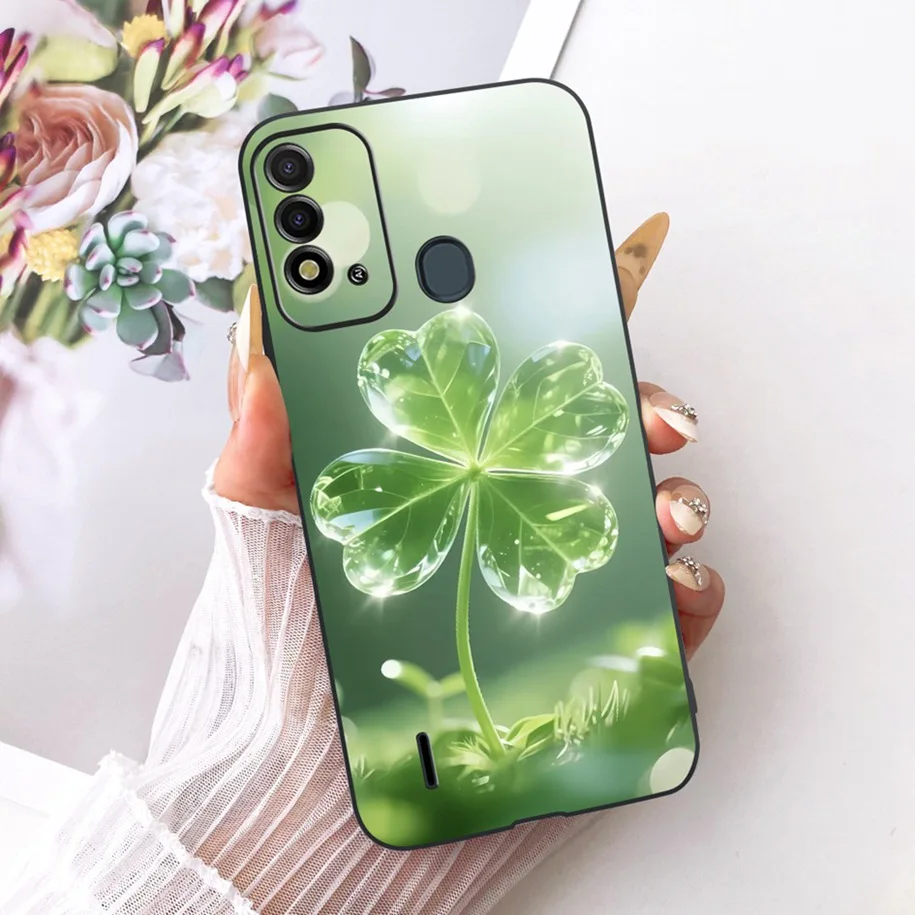 Elegant Flower & Butterfly Soft Black Silicone Phone Case