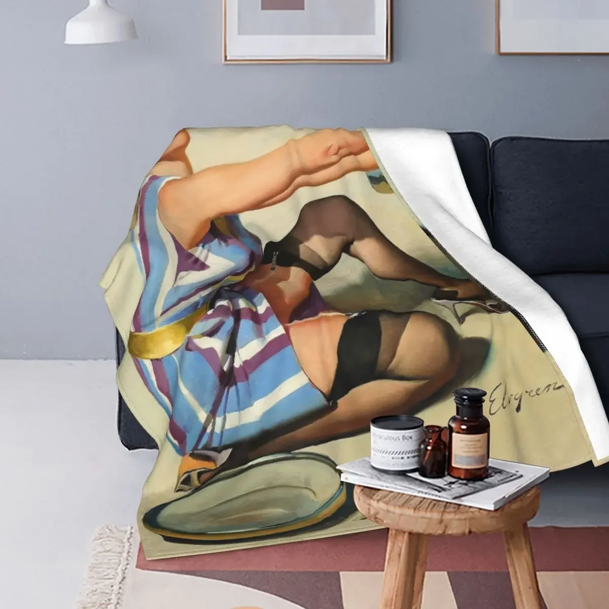 

Vintage Pin Up Blankets Fleece Spring/Autumn Sexy American Woman Ultra-Soft Throw Blanket for Bed Travel Plush Thin Quilt