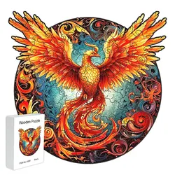 Phoenix Red Wooden Puzzle - Unique Animal Design, Gratitude Gift Box for Family Fun and Adult Stress Relief (H380-A3)