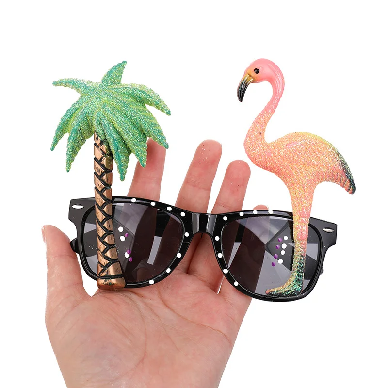 Hawaiian Party Sunglasses Summer Luau Tropical Beach Party Decoration Flamingo Photo Props Kids Birthday Favors Wedding Supplies