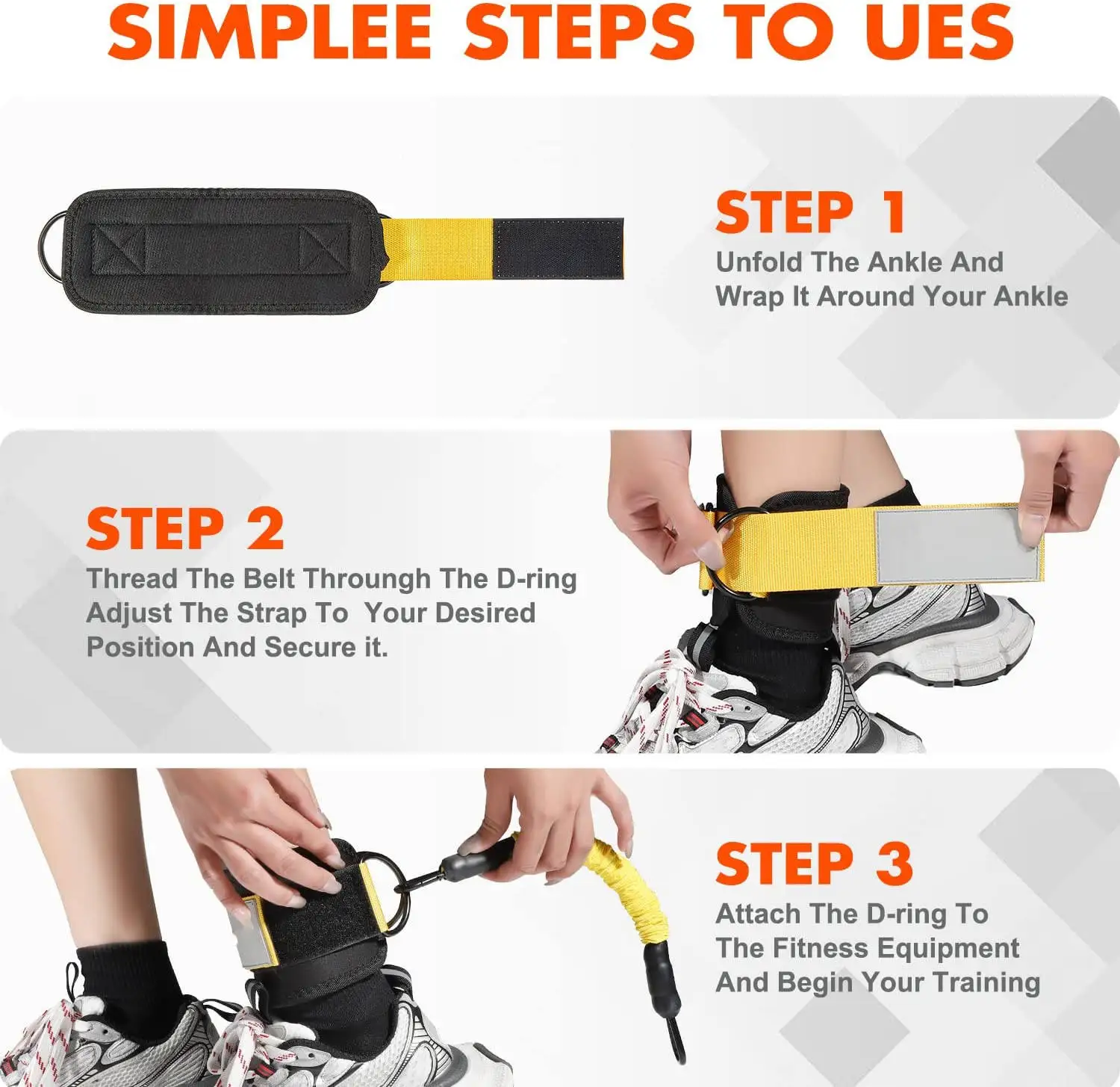 Wellshow Ankle Resistance Bands with Cuffs Glutes Workout Equipment Legs Resistance Bands for Kickbacks
