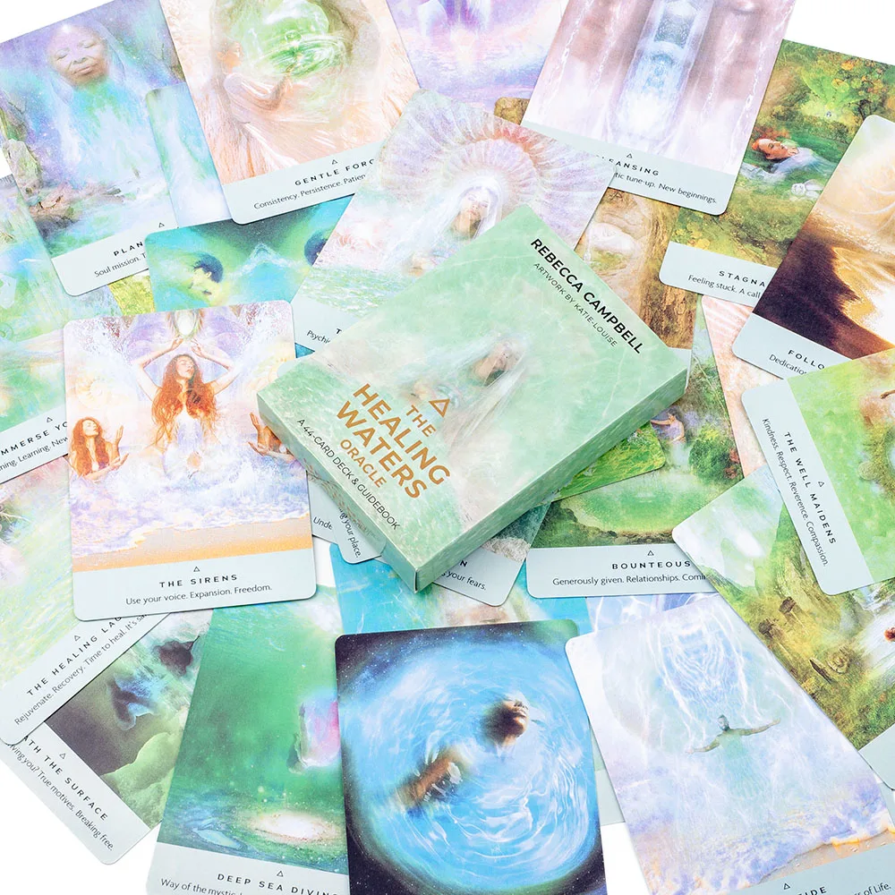 Heiße Angebote: The Healing Waters Oracle, 44 Karten, Brettspiel-Deck für Anfänger, englische Version, Wahrsagerei und Divination, Tarot – Detail 10