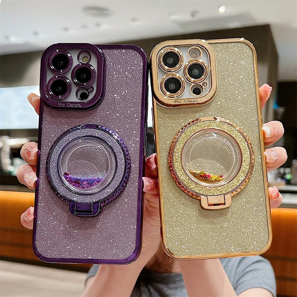 Bling Glitter Magnetic Phone Case For Iphone With Magsafe Holder_voghion.com