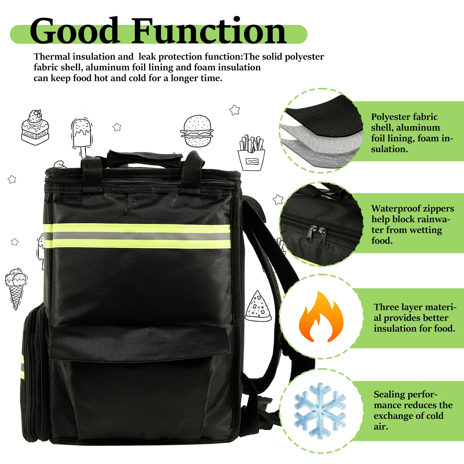 Insulated Cooler Backpack for Outdoor Camping and Food Delivery