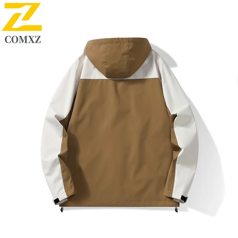 COMXZ Urban Outdoor Mens Jacket Hooded Mountaineering Windproof Motorcycle Jacket Daily Style Lightweight Autumn Outerwear