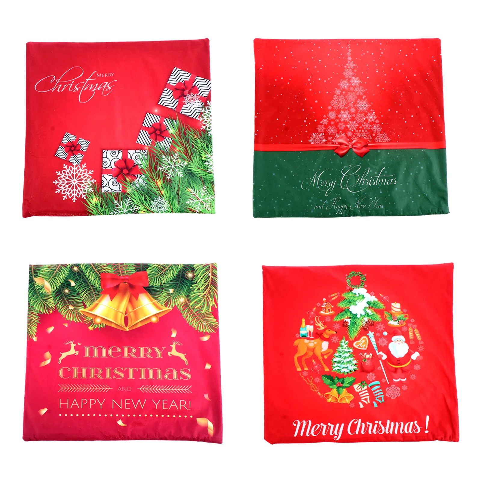 

4 Pcs Pillow Cases Christmas Throw Pillowcase Square Covers Xmas Cartoon Cushion Sofa