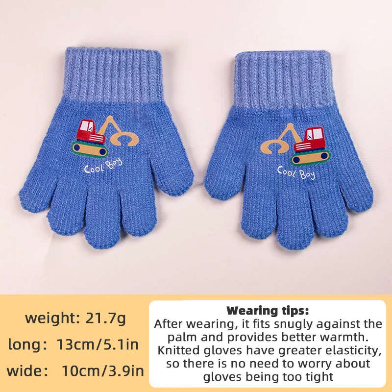 Cute Cartoon Kids Knitted Gloves Anti-Cold Children Cycling Glove 2-4Year Boy Girl Hand Winter Warmer Baby Full Finger Mittens