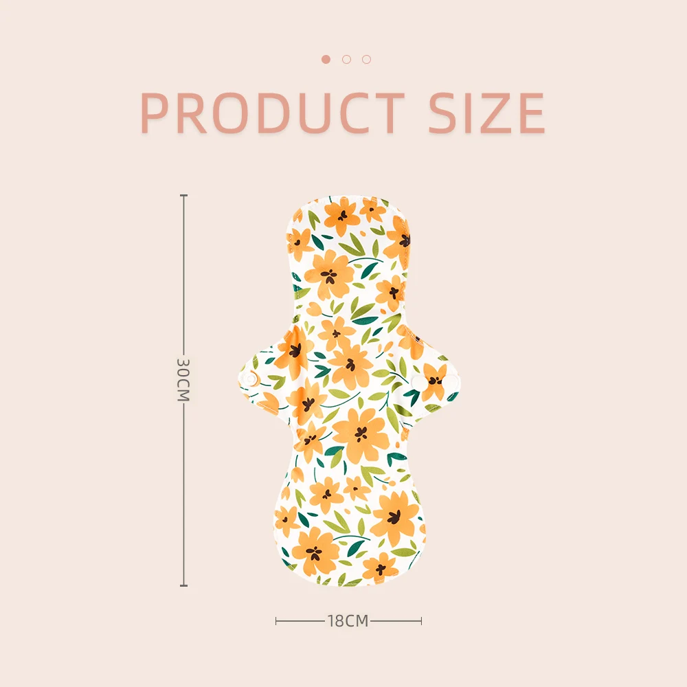 HappyFlute New Nature Print One Piece Reusable Bamboo Terry 300mm Washable Sanitary Liner Reusable Mum's Menstrual Pads