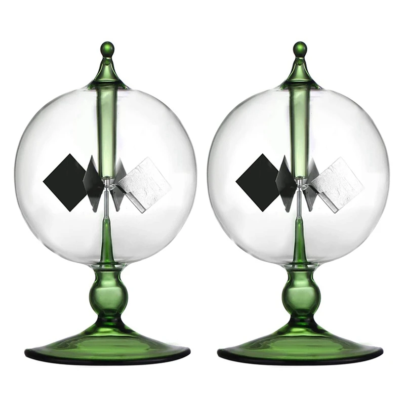 2X Green Solar Power Radiometro Crookes Solar Energy Spinning Vanes Windmill Gift Home Desk Decoration